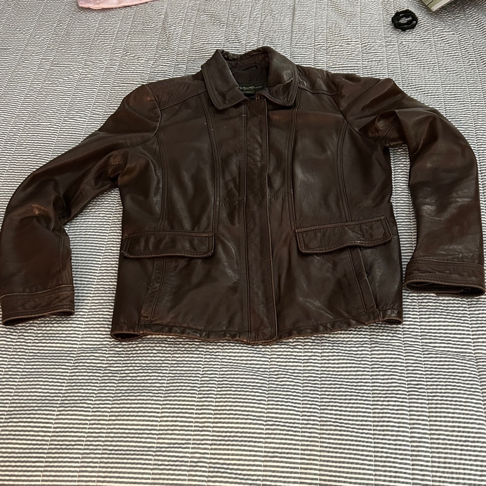 Eddie Bauer Dark Brown Leather Jacket